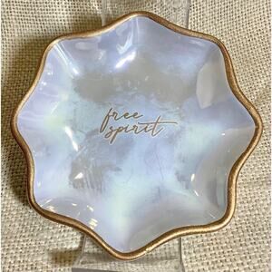 New KARMA iridescent gold tone trim FREE SPIRIT trinket plate dish tray